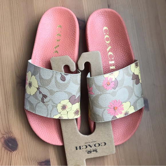 🌸 Coach Uli Sport Slide In Signature Canvas With Floral Print - Picture 10 of 10